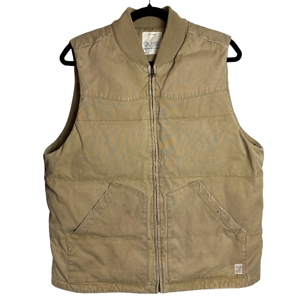 Vintage GAP Khaki Down Utility Puffer Vest Size Small
